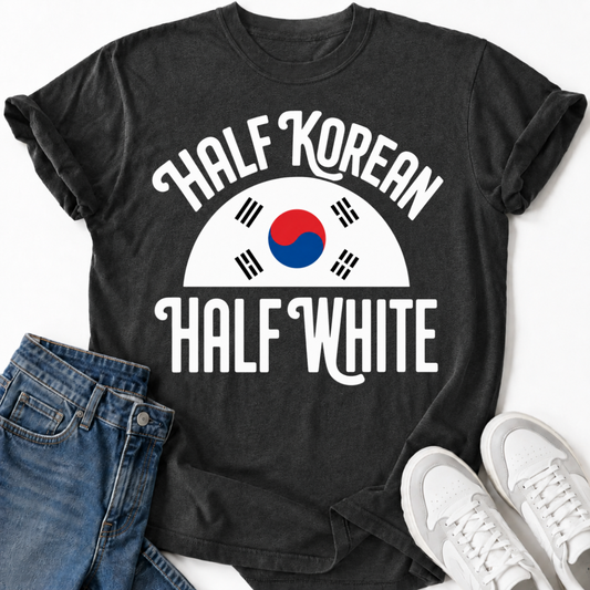 HALF KOREAN HALF WHITE T-SHIRT