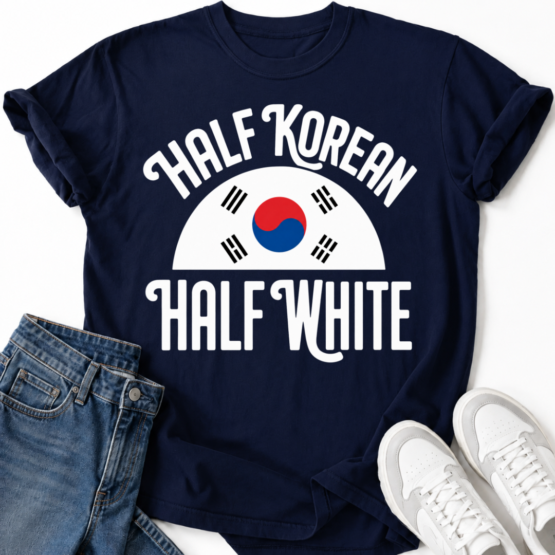 HALF KOREAN HALF WHITE T-SHIRT