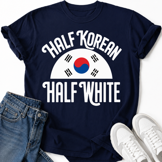 HALF KOREAN HALF WHITE T-SHIRT