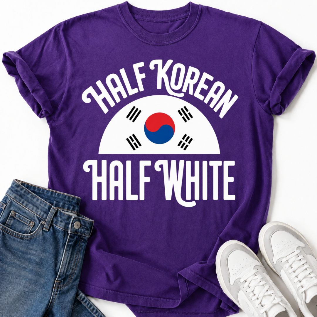 HALF KOREAN HALF WHITE T-SHIRT