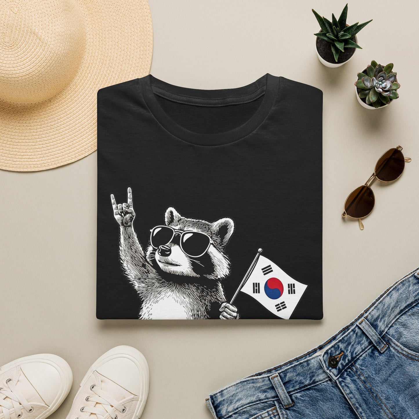 Korean Flag Raccoon T-Shirt — Cool Raccoon with South Korea Flag