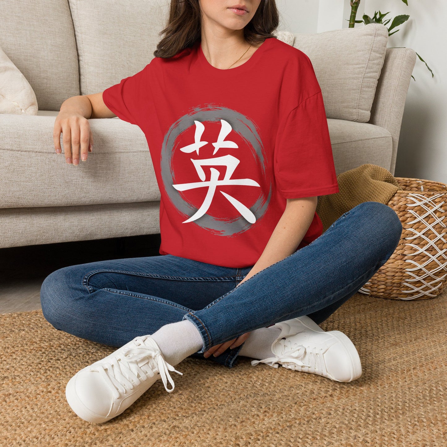 Zen Kanji T-Shirt — '英' Brush Circle Japanese Character Tee