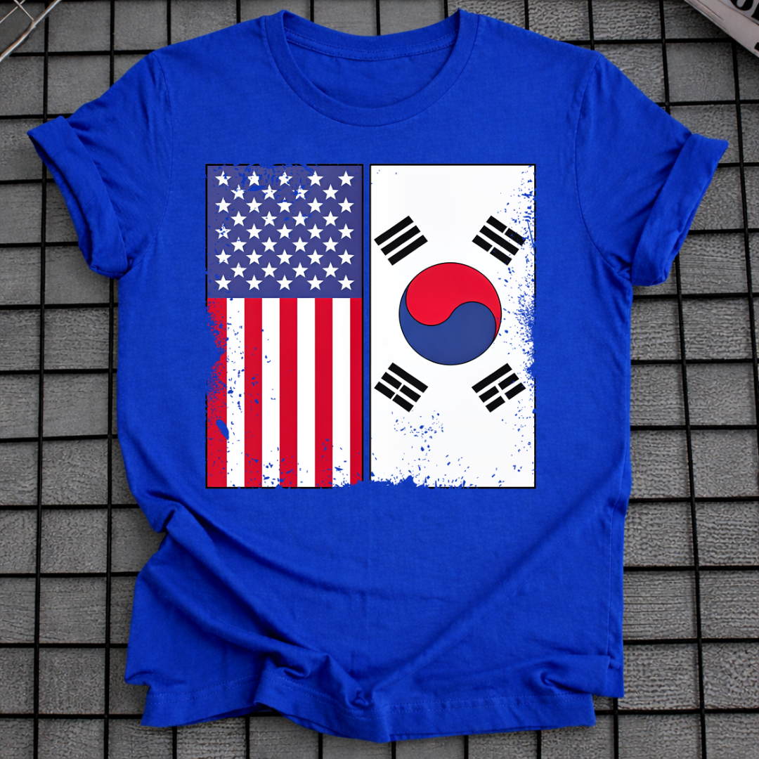 USA KOREA FLAGGEN T-SHIRT