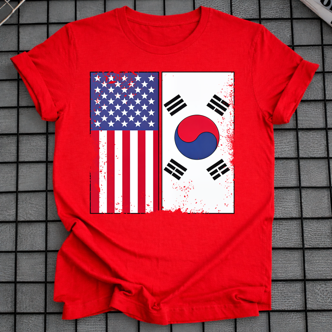 USA KOREA FLAGGEN T-SHIRT