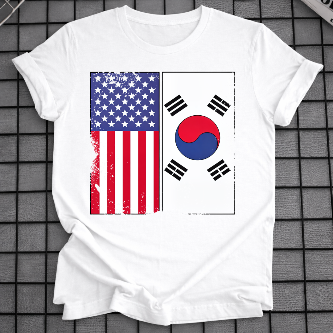 USA KOREA FLAGGEN T-SHIRT
