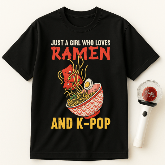 JUST A GIRL WHO LOVES RAMEN AND K-POP UNISEX T-SHIRT