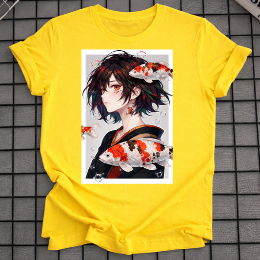 ANIME GIRL KOI FISH T-SHIRT