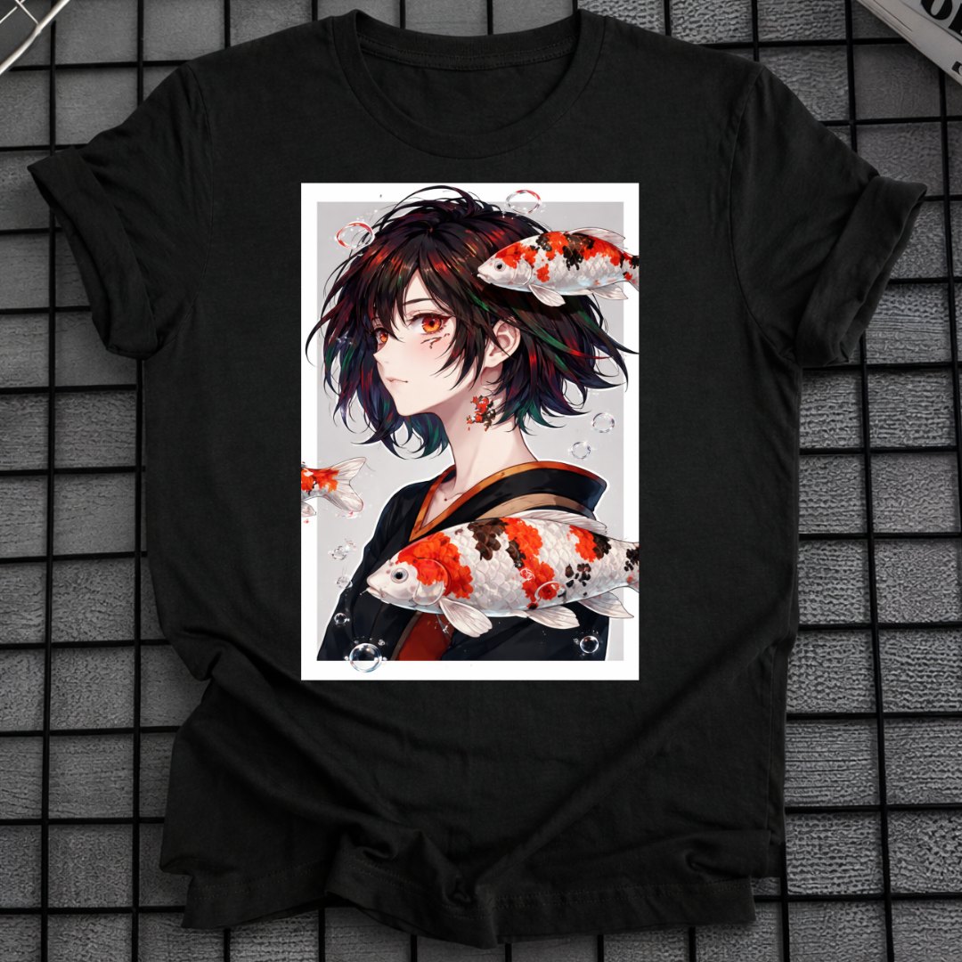 ANIME MÄDCHEN KOI FISCH T-SHIRT