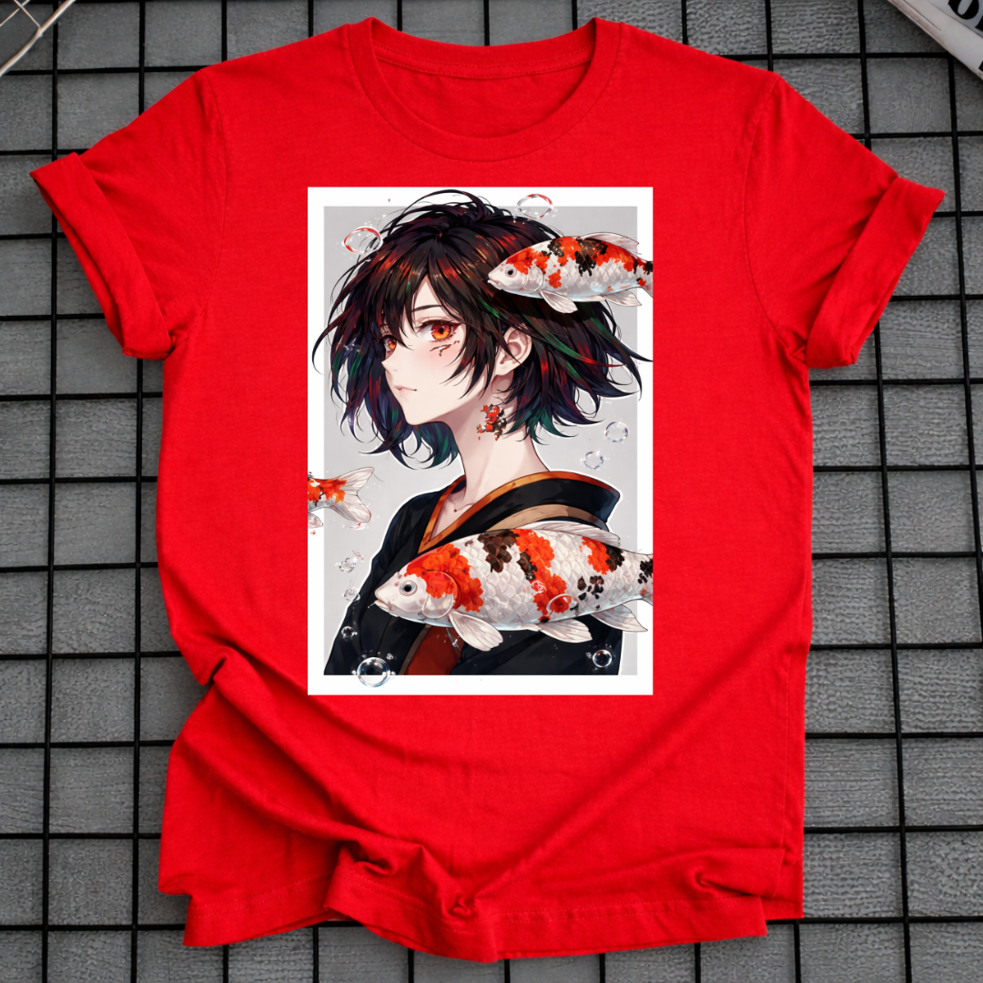 ANIME MÄDCHEN KOI FISCH T-SHIRT