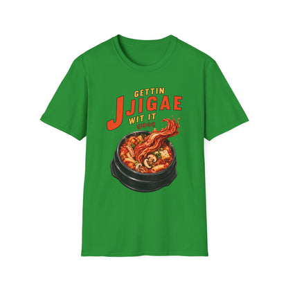 Jjigae T-Shirt — "Gettin Jjigae Wit It" Spicy Korean Stew Graphic Tee