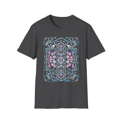 Stained Glass Floral Tee — Pastel Mandala Window Graphic T-Shirt