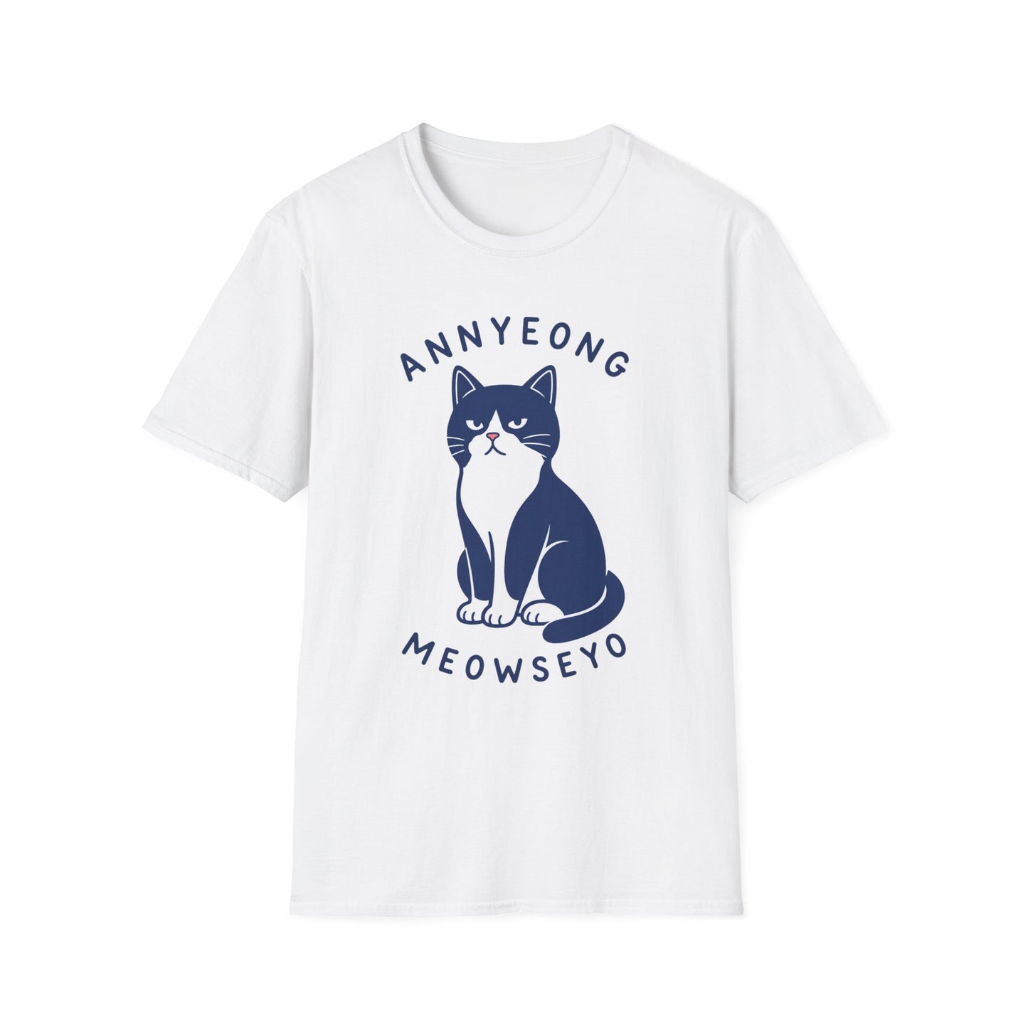 Annyeong Cat T-Shirt — Cute Korean Greeting Cat Graphic Tee ("Annyeong Meowseyo")