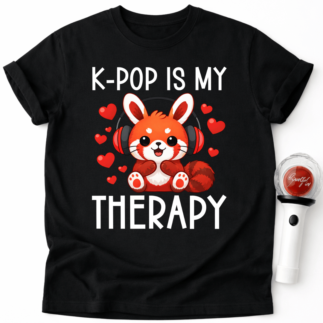 K-POP IST MEINE THERAPIE ROTER PANDA T-SHIRT