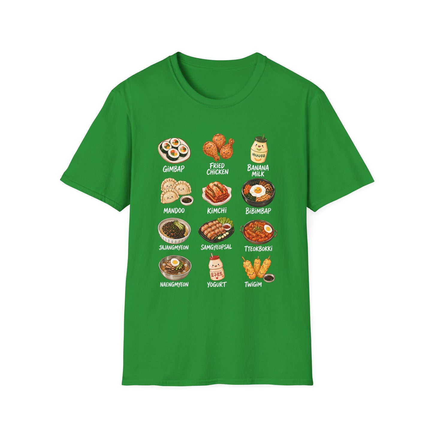 Korean Food Icons T-Shirt — Gimbap, Kimchi, Bibimbap & More Foodie Tee