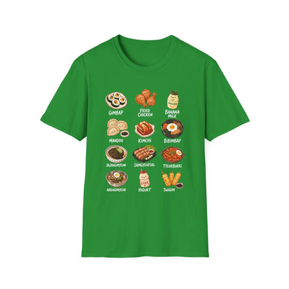 Korean Food Icons T-Shirt — Gimbap, Kimchi, Bibimbap & More Foodie Tee