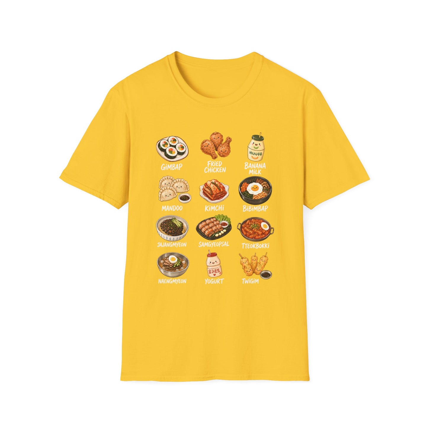 Korean Food Icons T-Shirt — Gimbap, Kimchi, Bibimbap & More Foodie Tee