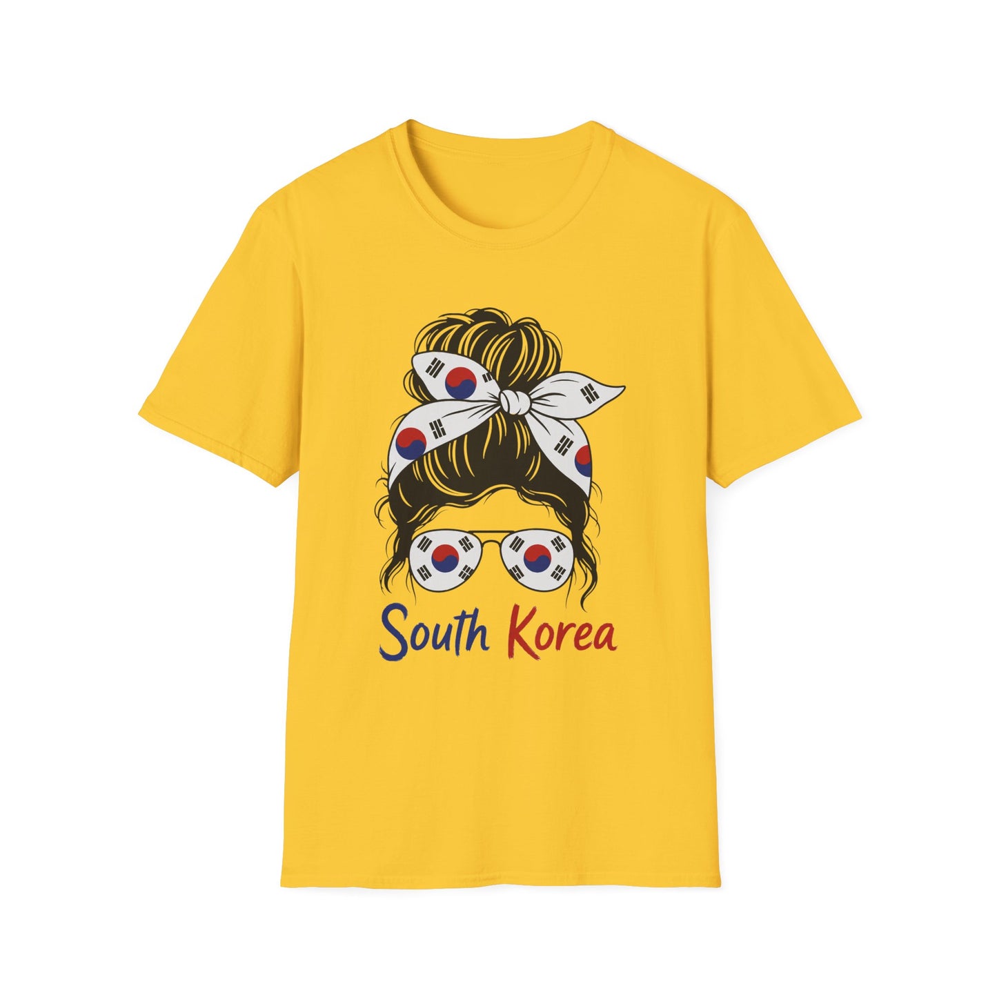 South Korea Flag Hair Bun T-Shirt — Korean Pride Graphic Tee
