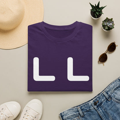 Minimalist LL Graphic T-Shirt — Bold White Letter Design