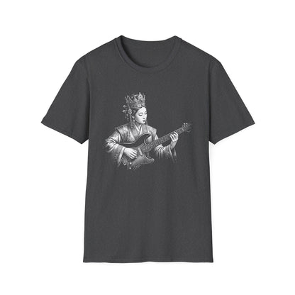 Queen Guitarist T‑Shirt — Regal Woman Playing Electric Guitar Tee