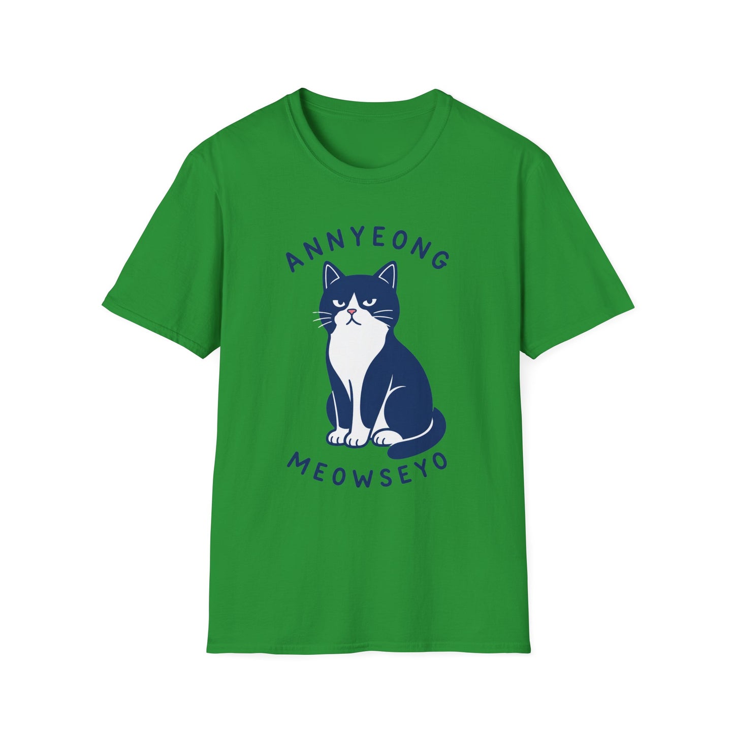Annyeong Cat T-Shirt — Cute Korean Greeting Cat Graphic Tee ("Annyeong Meowseyo")