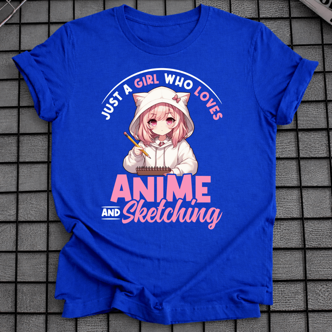 NUR EIN MÄDCHEN, DAS ANIME LIEBT UND SKIZZEN MACHT T-SHIRT