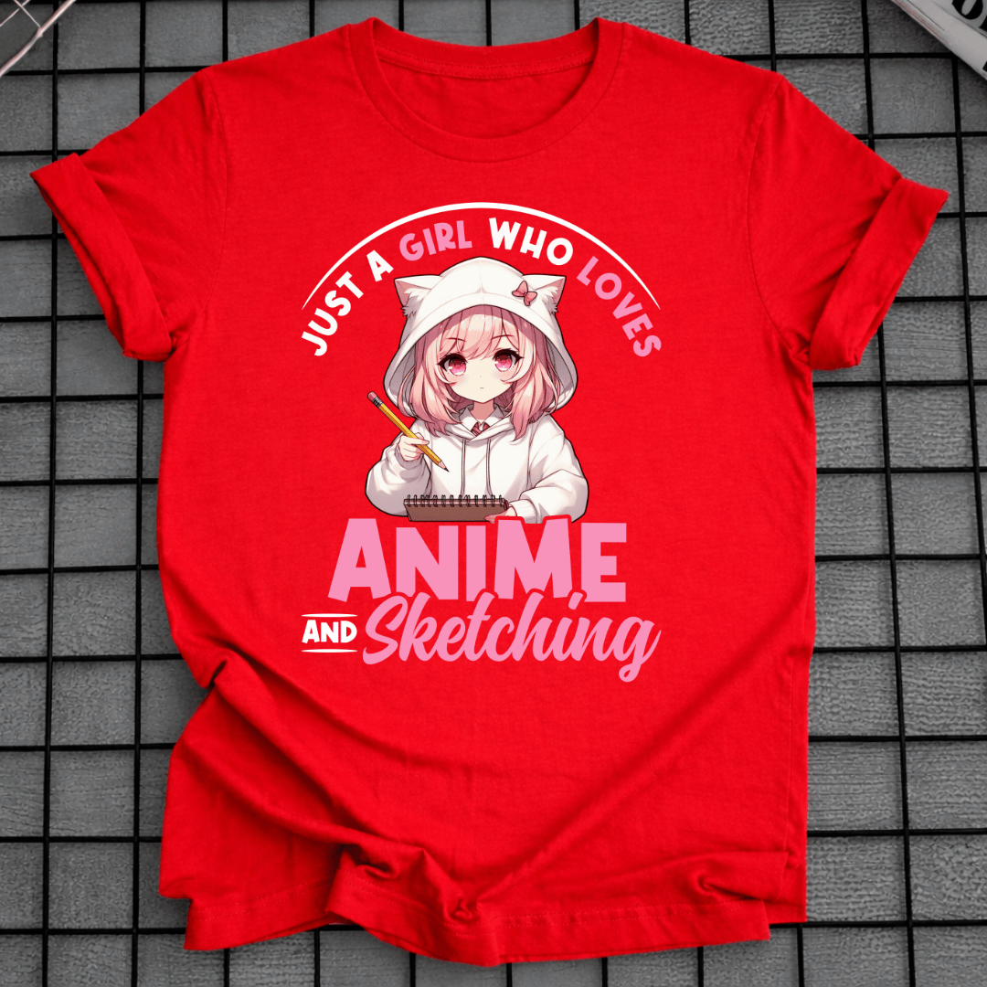 NUR EIN MÄDCHEN, DAS ANIME LIEBT UND SKIZZEN MACHT T-SHIRT