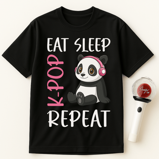 EAT SLEEP K-POP REPEAT PANDA UNISEX T-SHIRT