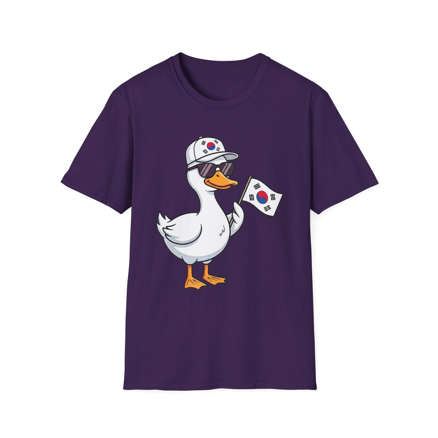 Korean Flag Duck T-Shirt — Cute Sunglasses Duck Holding South Korea Flag