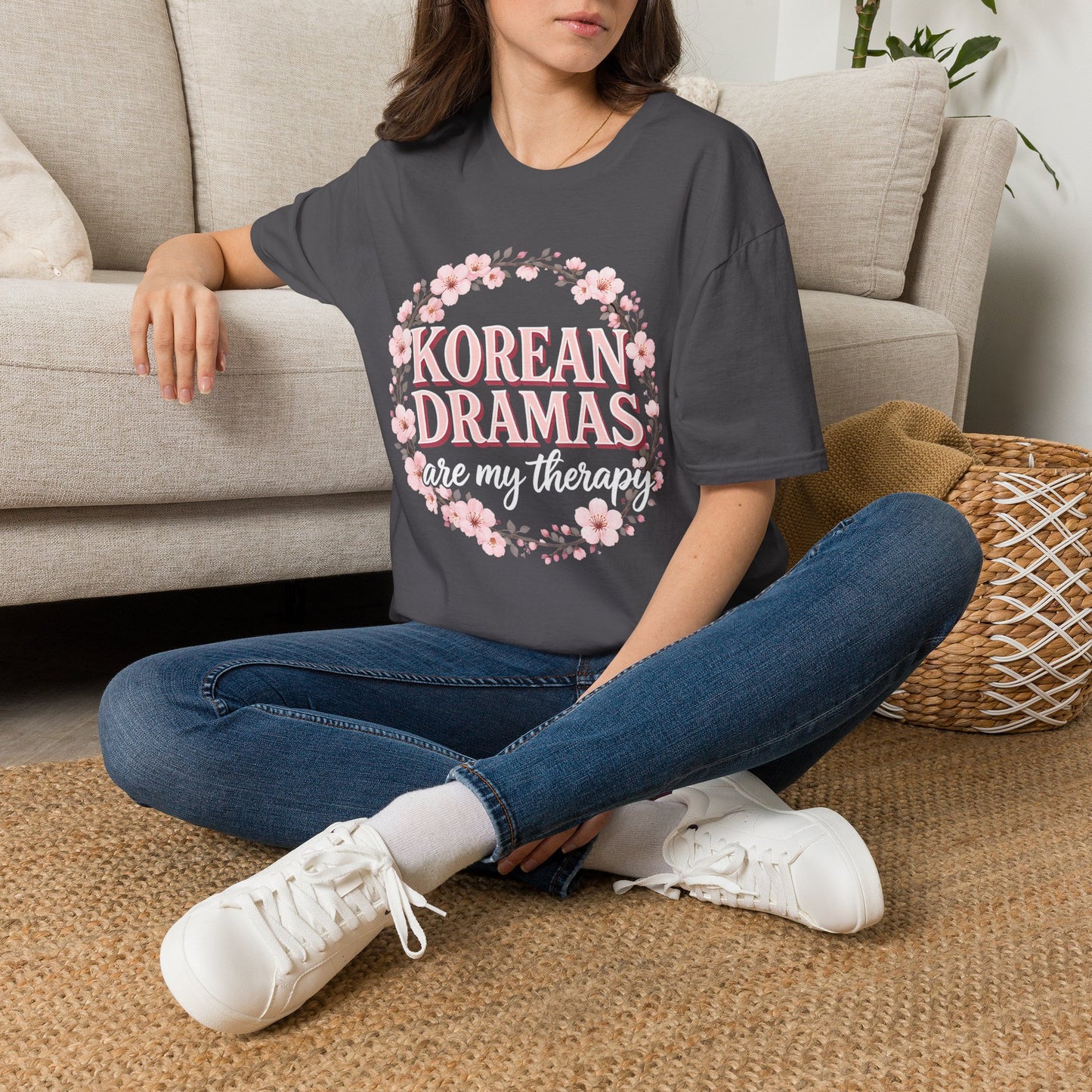 Korean Dramas Are My Therapy T-Shirt — K-Drama Fan Floral Tee