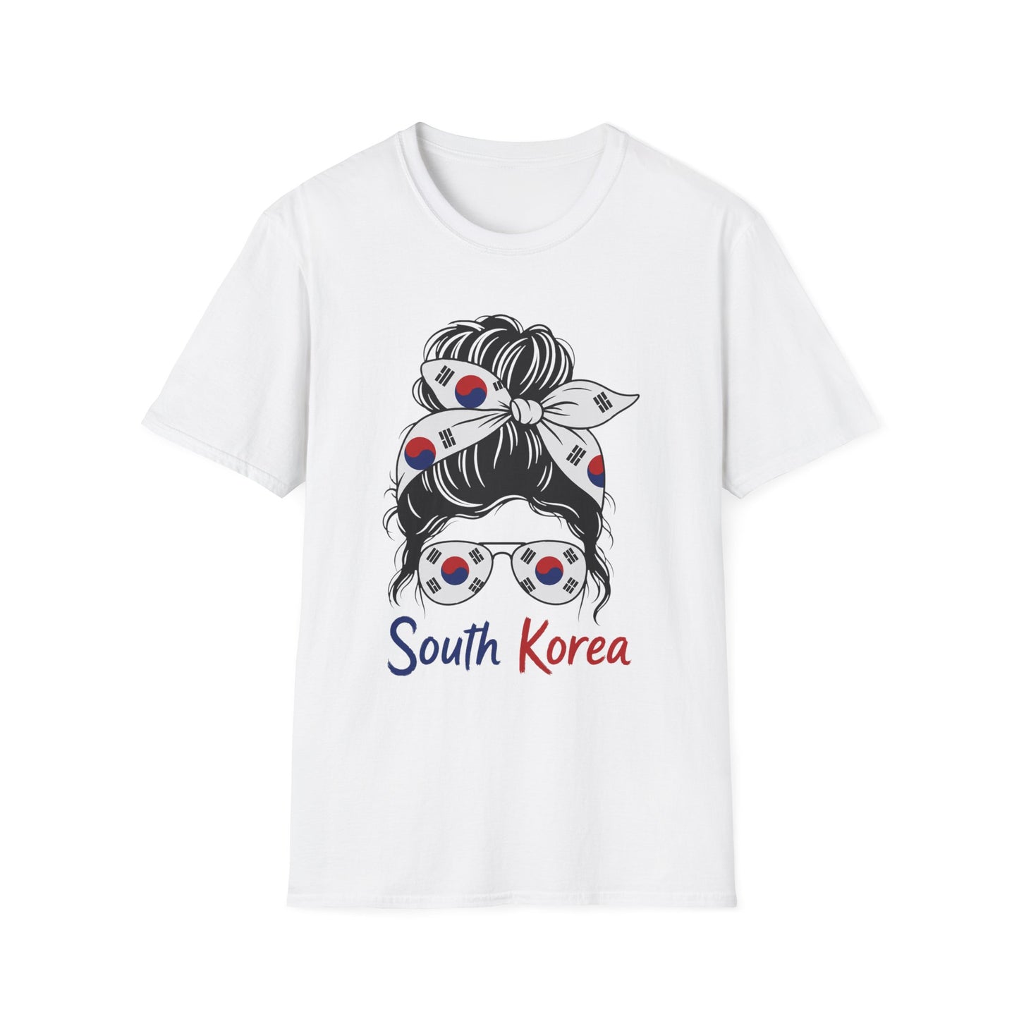 South Korea Flag Hair Bun T-Shirt — Korean Pride Graphic Tee