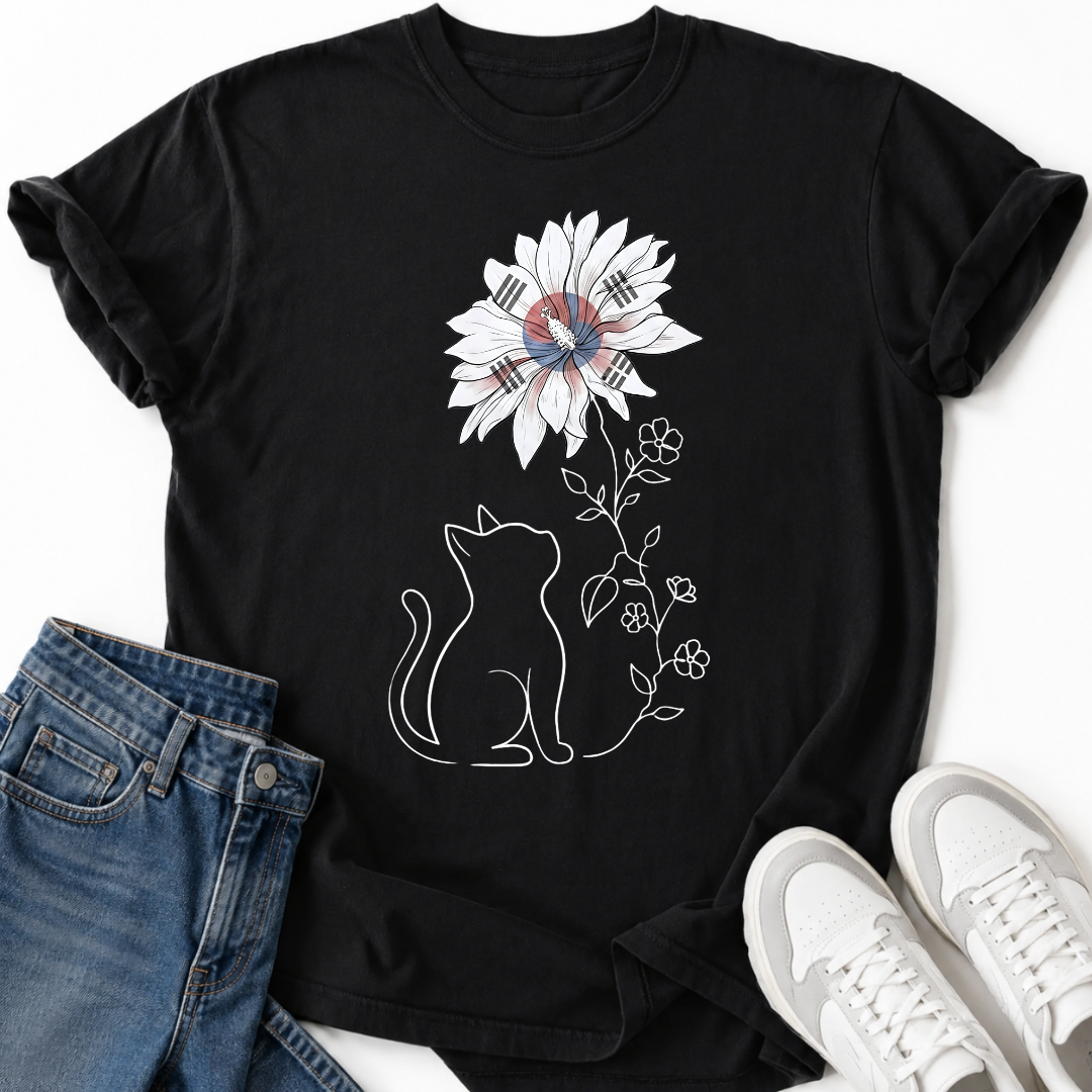 KOREAN HIBISCUS CAT T-SHIRT