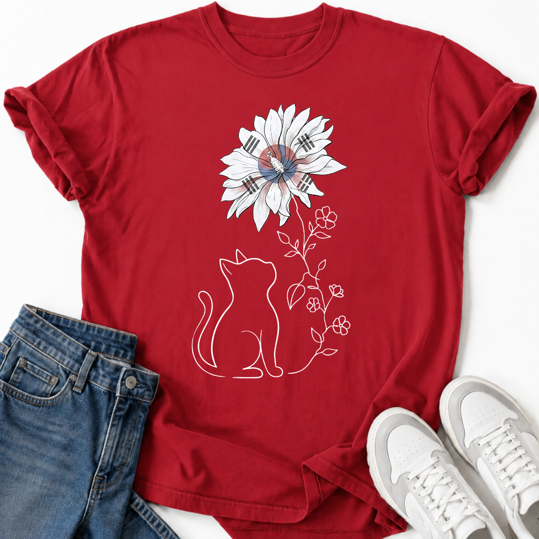 KOREAN HIBISCUS CAT T-SHIRT