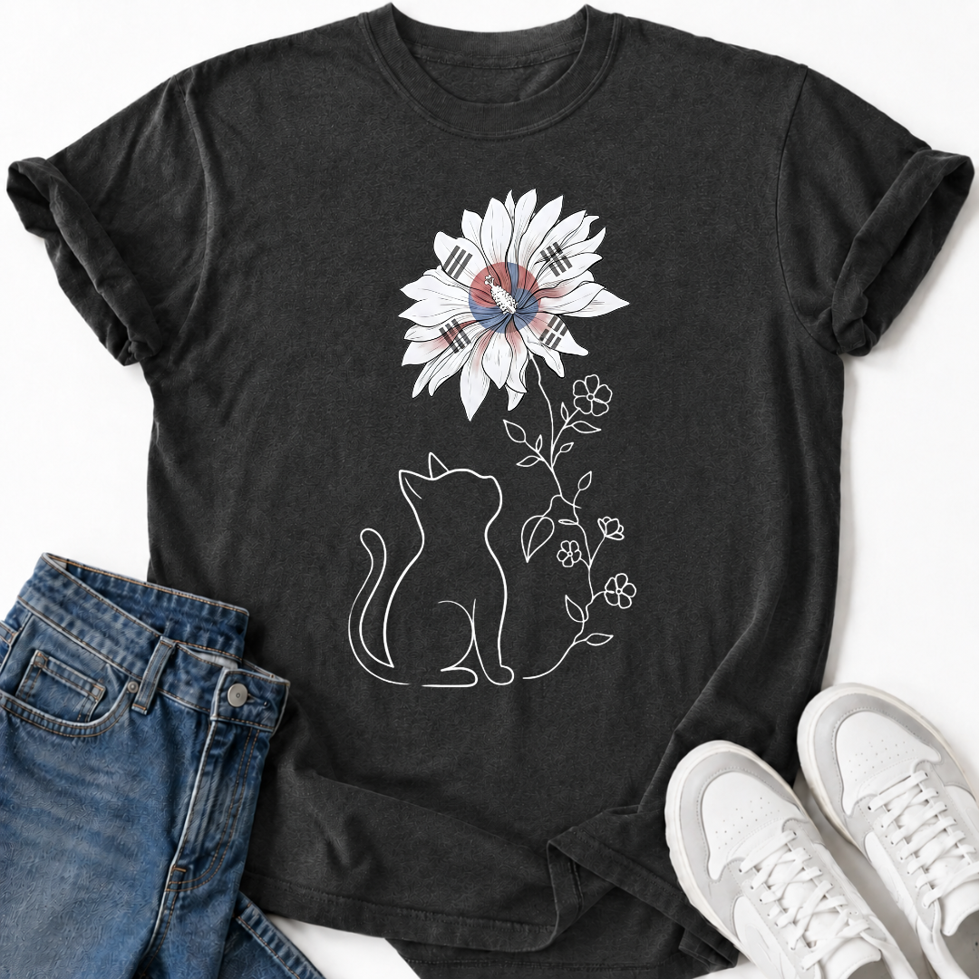 KOREAN HIBISCUS CAT T-SHIRT
