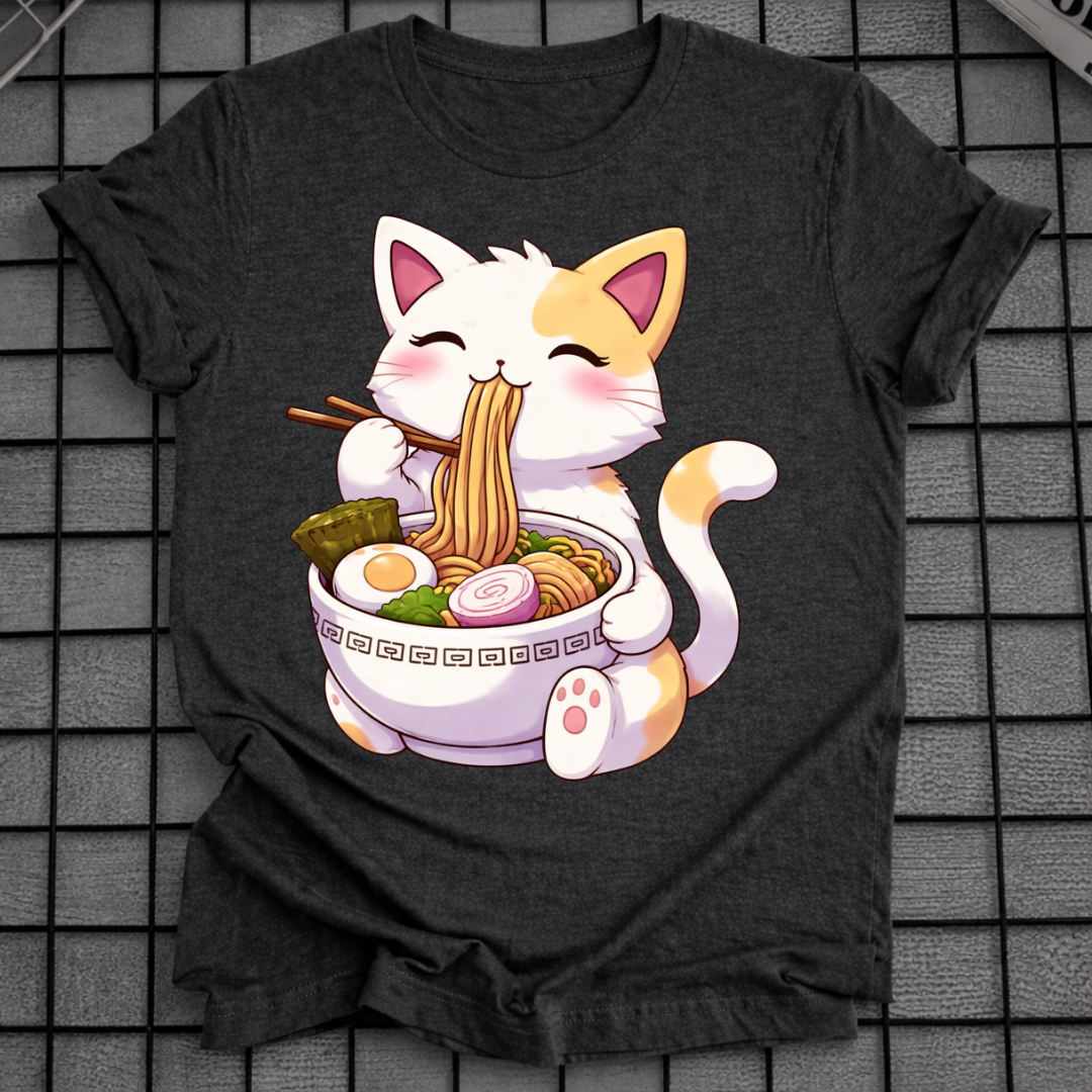 KAWAII KATZE ISST RAMEN T-SHIRT