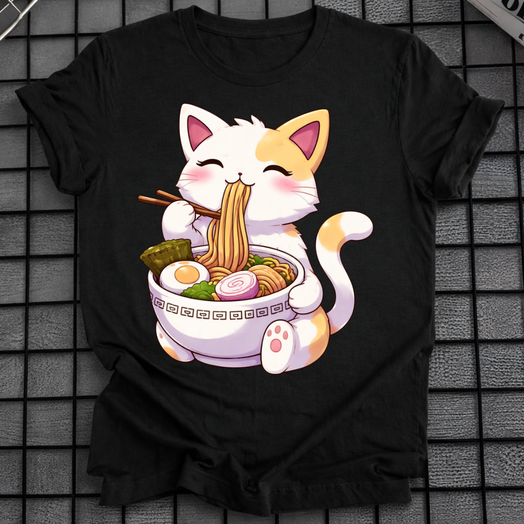 KAWAII KATZE ISST RAMEN T-SHIRT