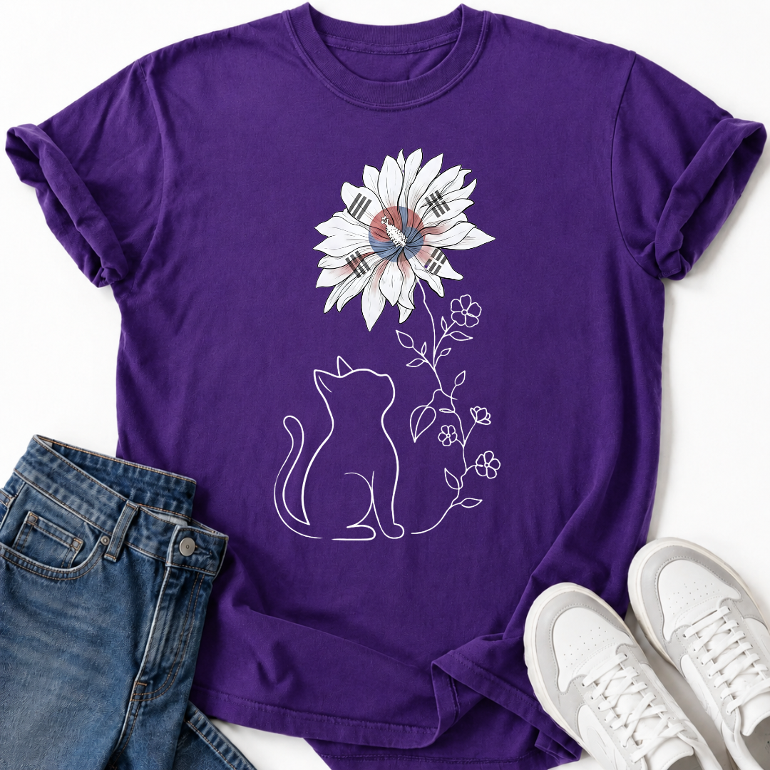 KOREAN HIBISCUS CAT T-SHIRT