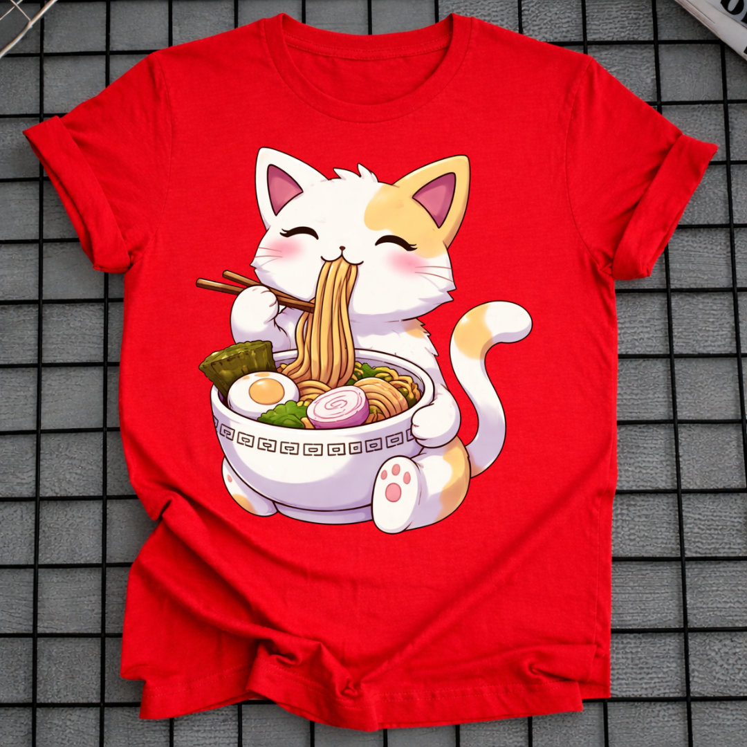 KAWAII KATZE ISST RAMEN T-SHIRT