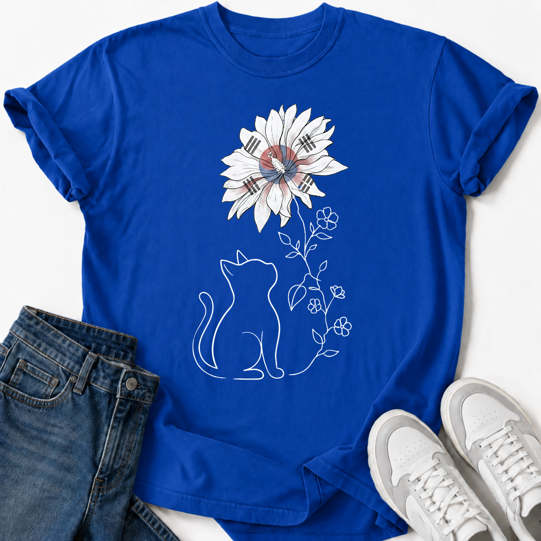 KOREAN HIBISCUS CAT T-SHIRT