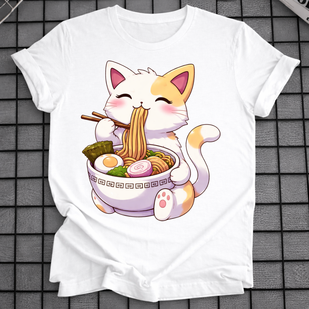 KAWAII KATZE ISST RAMEN T-SHIRT