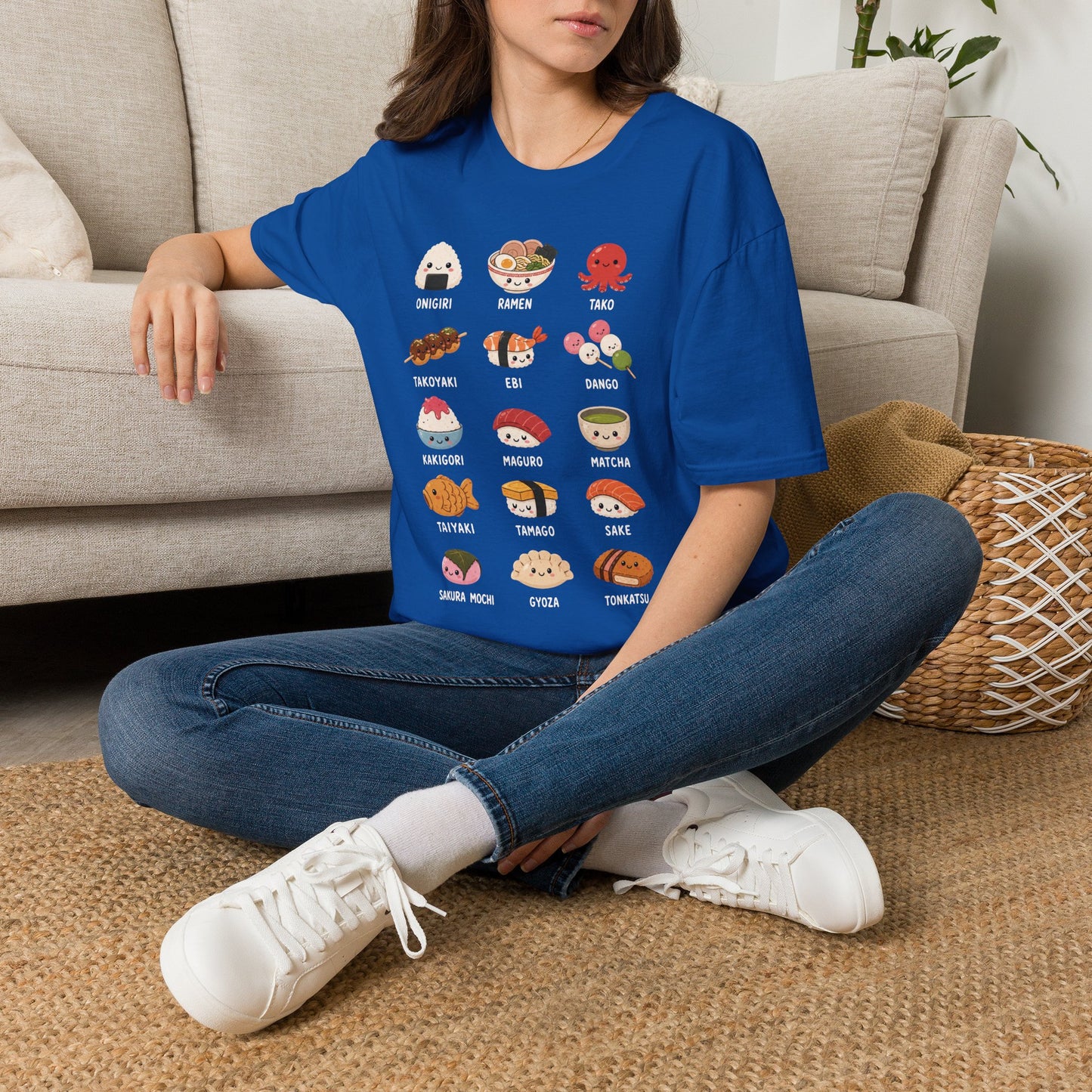 Kawaii Japanese Food Chart T-Shirt — Onigiri, Ramen, Takoyaki & More