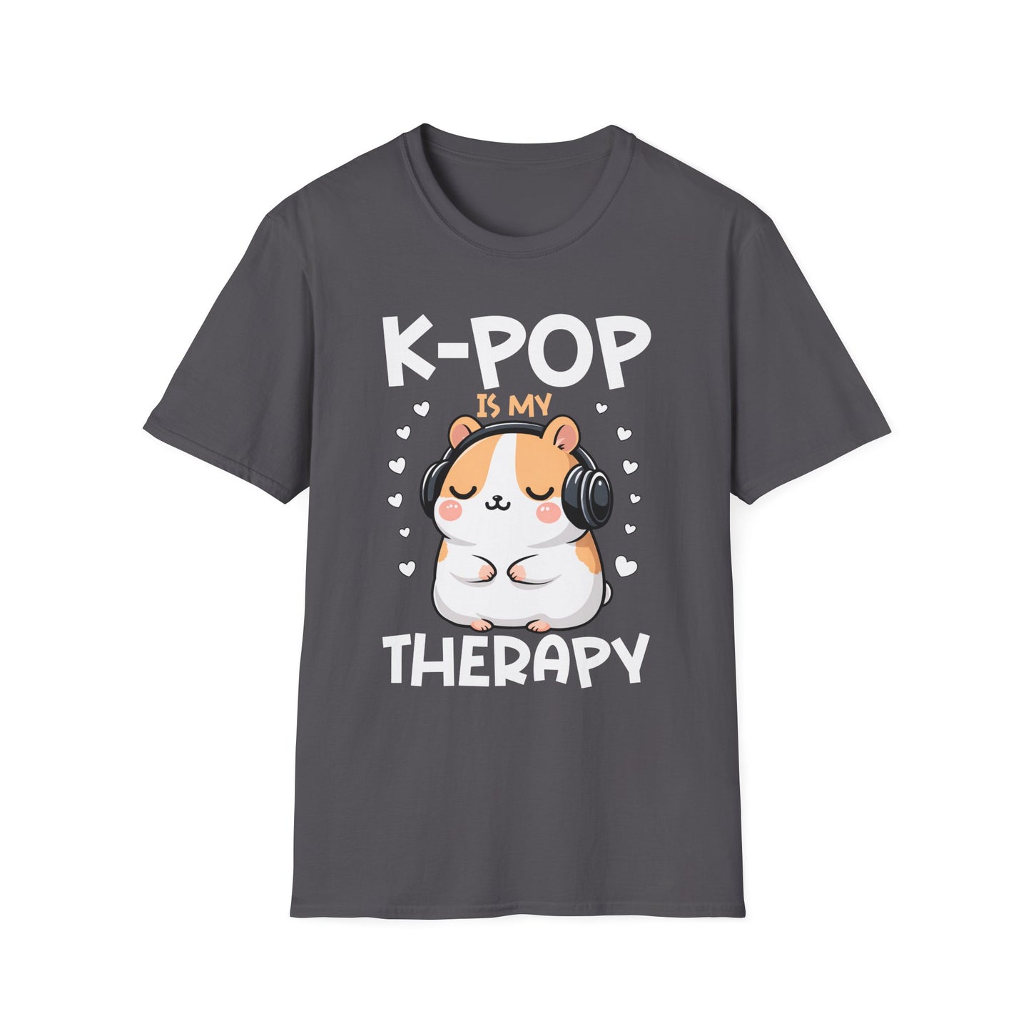 K-Pop Is My Therapy T-Shirt — Cute Hamster Headphones Tee for K-Pop Fans