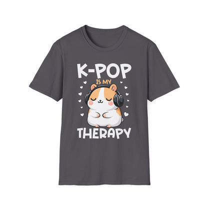 K-Pop Is My Therapy T-Shirt — Cute Hamster Headphones Tee for K-Pop Fans