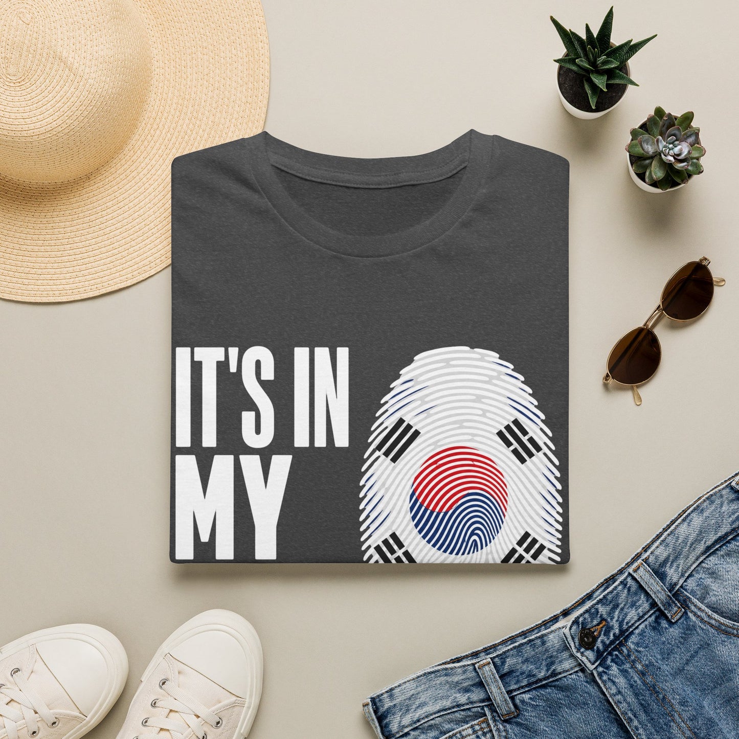 It's In My DNA T-Shirt — Korean Flag Fingerprint Tee