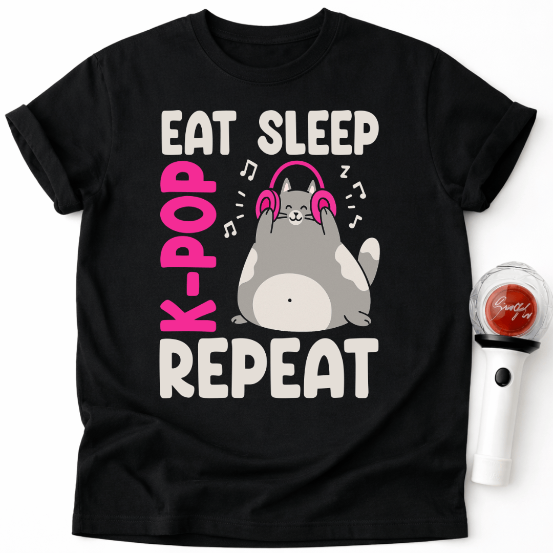 ISSEN SCHLAFEN K-POP KATZE T-SHIRT