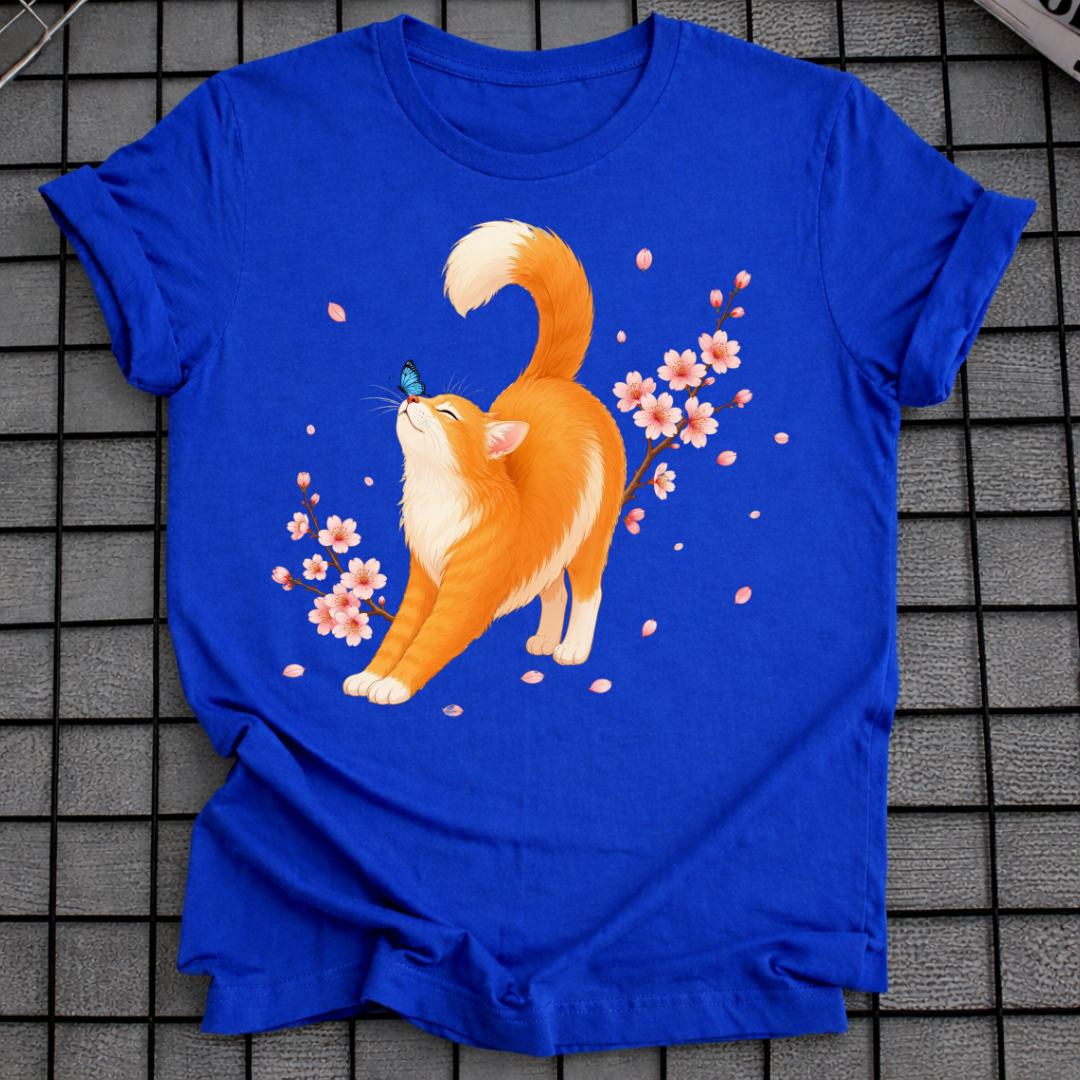 KATZE KIRSCHBLÜTEN-T-SHIRT