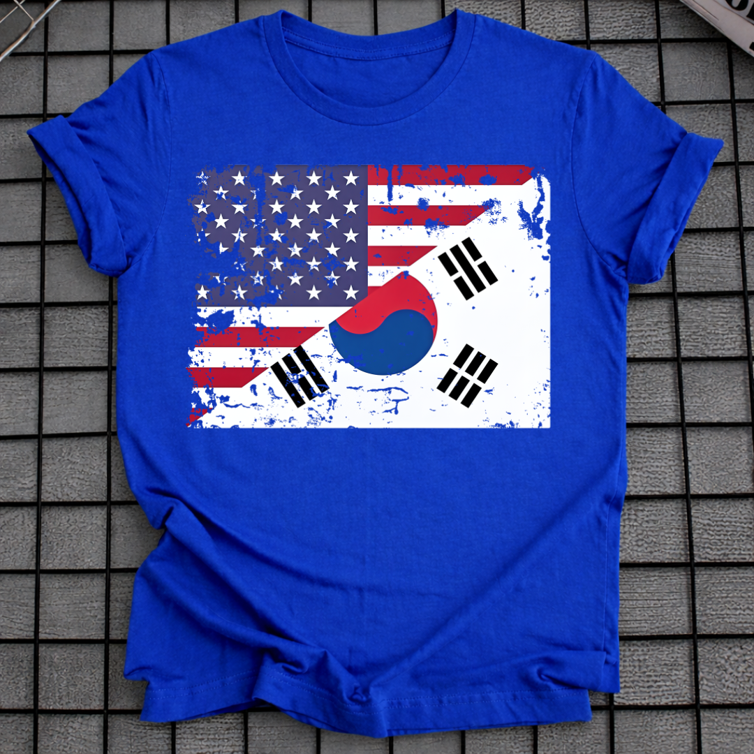 DISTRESSED KOREAN AMERICAN FLAG T-SHIRT