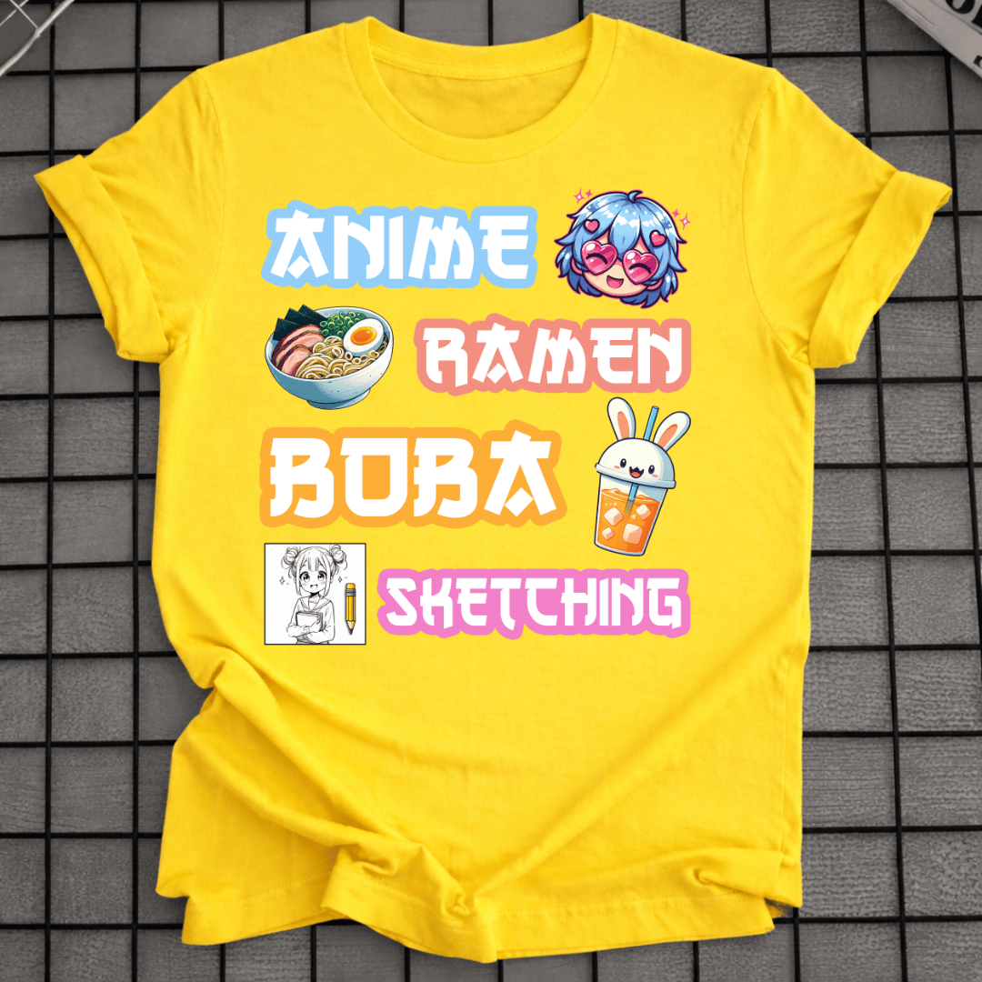 ANIME RAMEN BOBA SKETCHING T-SHIRT