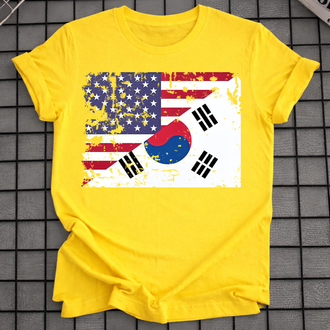 DISTRESSED KOREAN AMERICAN FLAG T-SHIRT