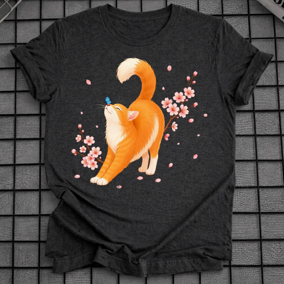 KATZE KIRSCHBLÜTEN-T-SHIRT