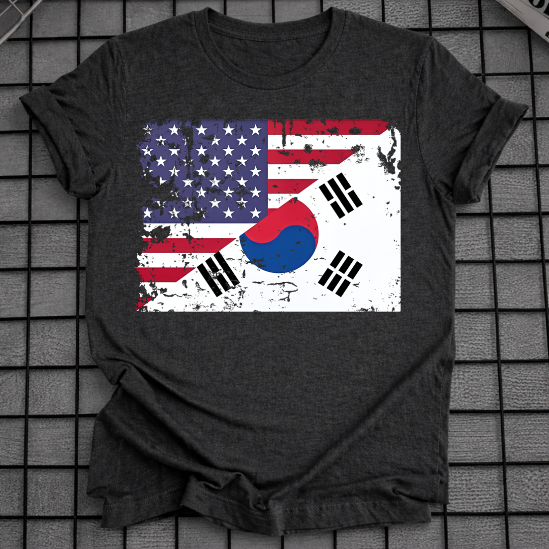 DISTRESSED KOREAN AMERICAN FLAG T-SHIRT